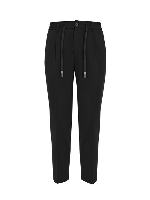 Pantalone in misto rayon con coulisse Black DANIELE ALESSANDRINI | DA1FW26P018101